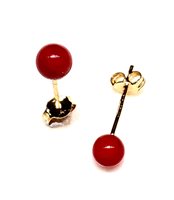 Earrings Woman in Yellow Gold Corallo PALLINA COR MP U/Z 0.40 G